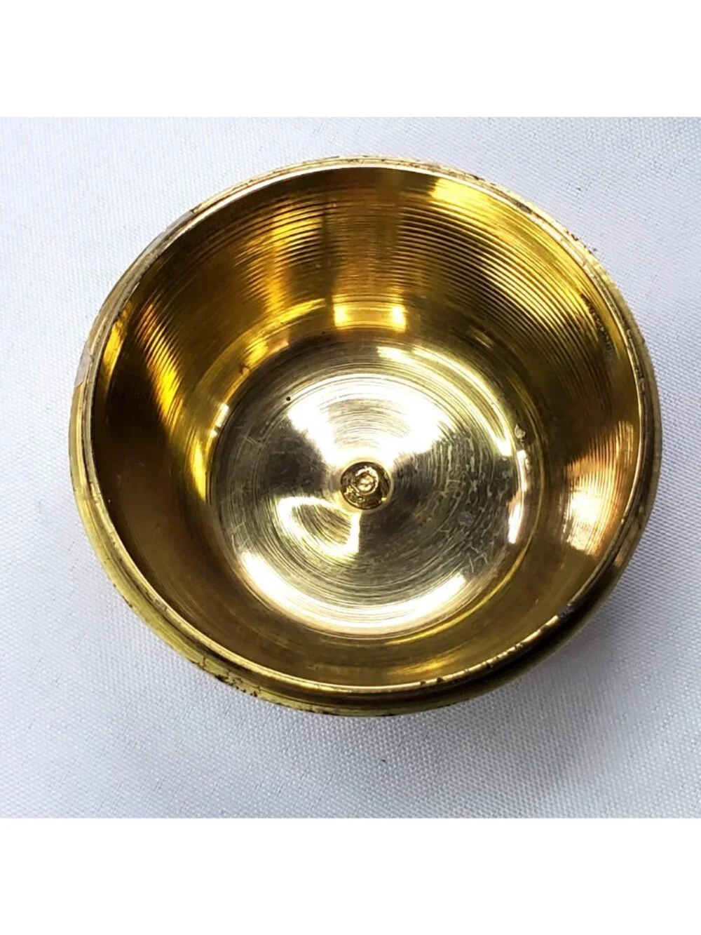 Mother Of Pearl and Brass Decorative Apple Trinket Box Lid And Leaf Accent